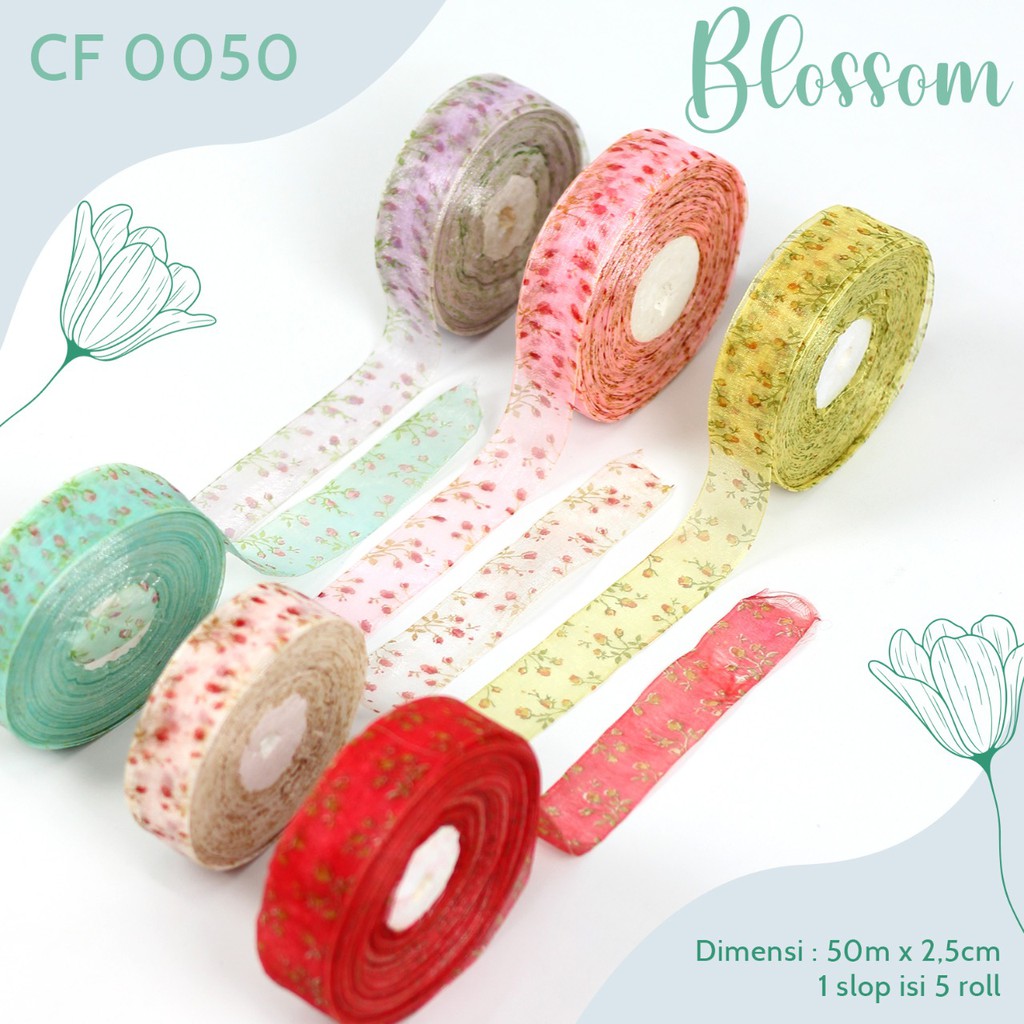 

Pita Roll Organdi motif Blossom CF0050 - 6 Pilihan Warna