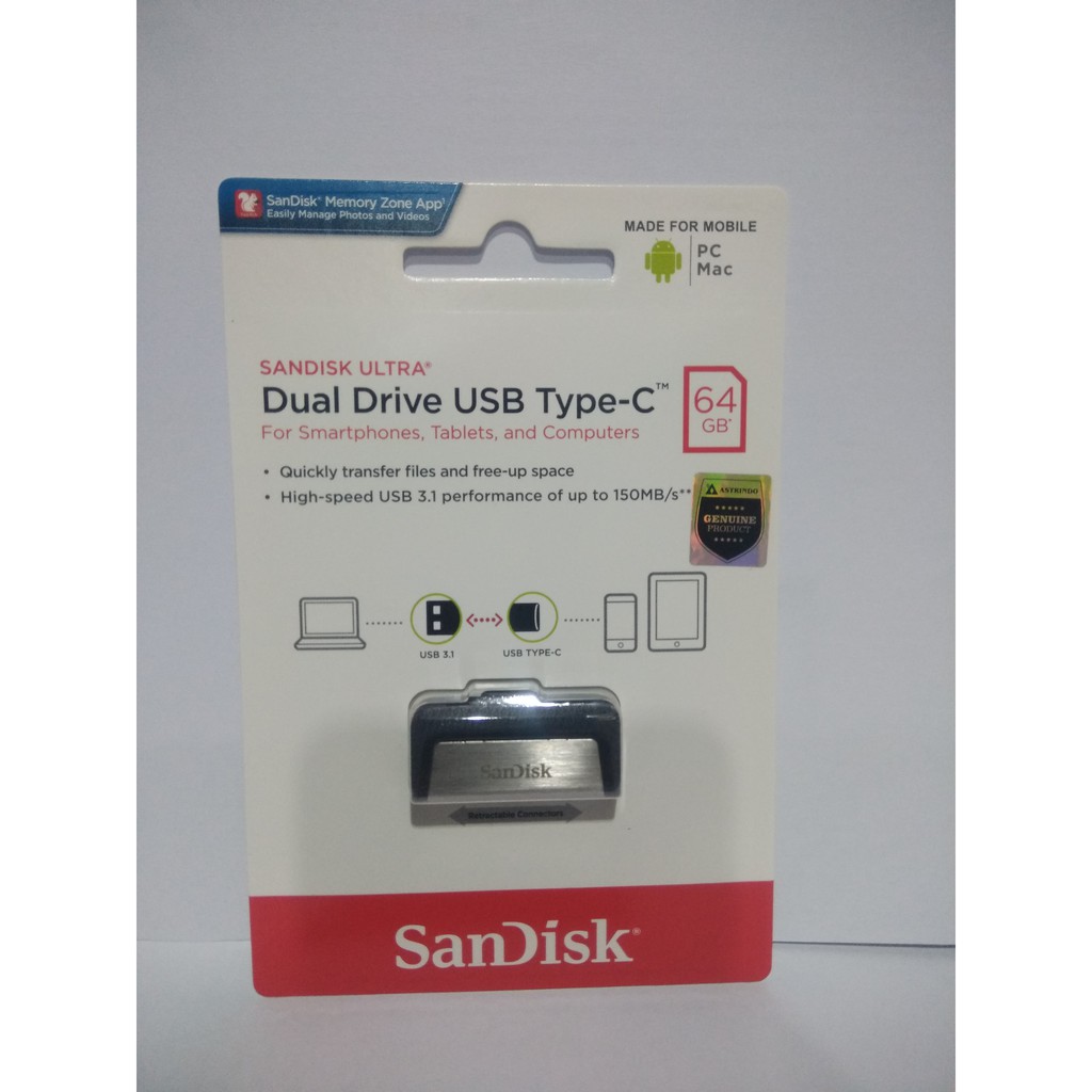 Sandisk USB 3.1 Ultra Type C Dual drive USB OTG 64GB  dorong garansi resmi