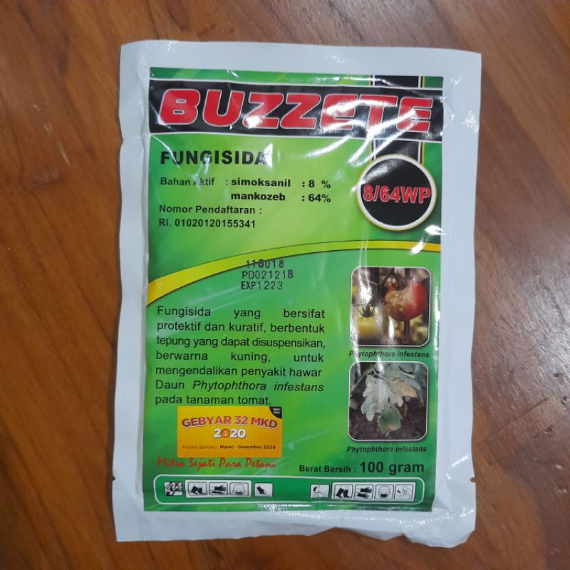 Fungisida BUZZETE 100Gr Bahan aktif : Mancozeb 64% + simoksanil 8%