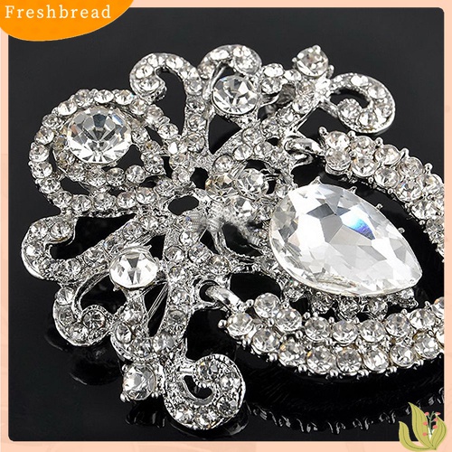 [ TERLARIS]Women Large Flower Bridal Crown Crystal Rhinestone Brooch Pin Jewelry Charm