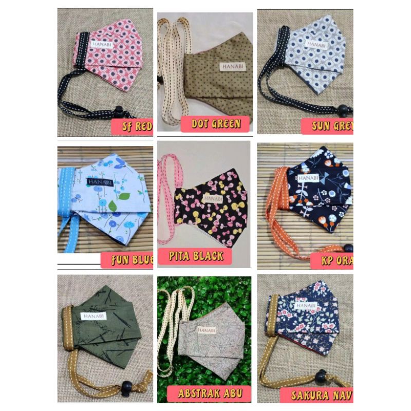 MASKER HANABI 3D / 3 PLY KATUN ( HEADLOOP / HIJAB )