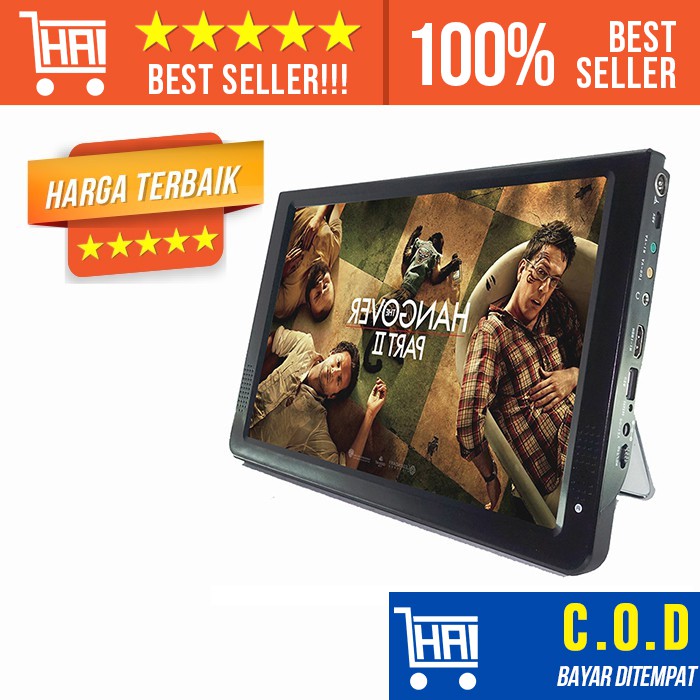 TV MONITOR PORTABEL 11.6 INCH - DVBT 2  ANALOG D12 - PORTABLE MEDIA PLAYER HDMI MINI VGA USB MOBIL