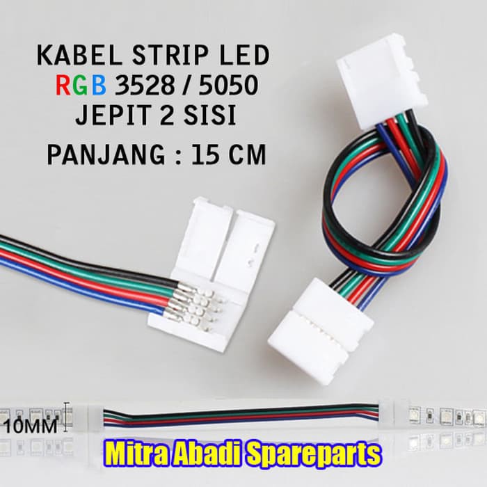 Kabel Jepit 2 Sisi LED Strip RGB 3528/5050 / 2 Jepitan LED Strip RGB Bermutu