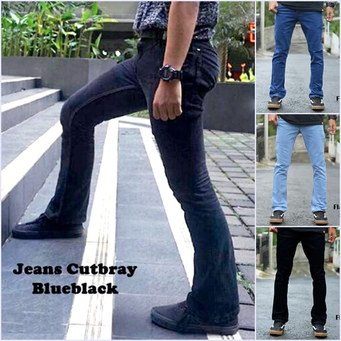 celana panjang jeans cutbray hitam premium jeans kampak hitam pria