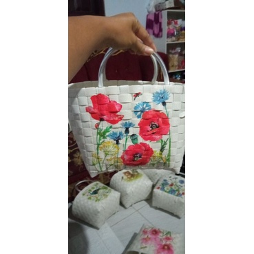 tas anyam deco mini, tas cantik, tas wanita, tas souvenir, tas hampers