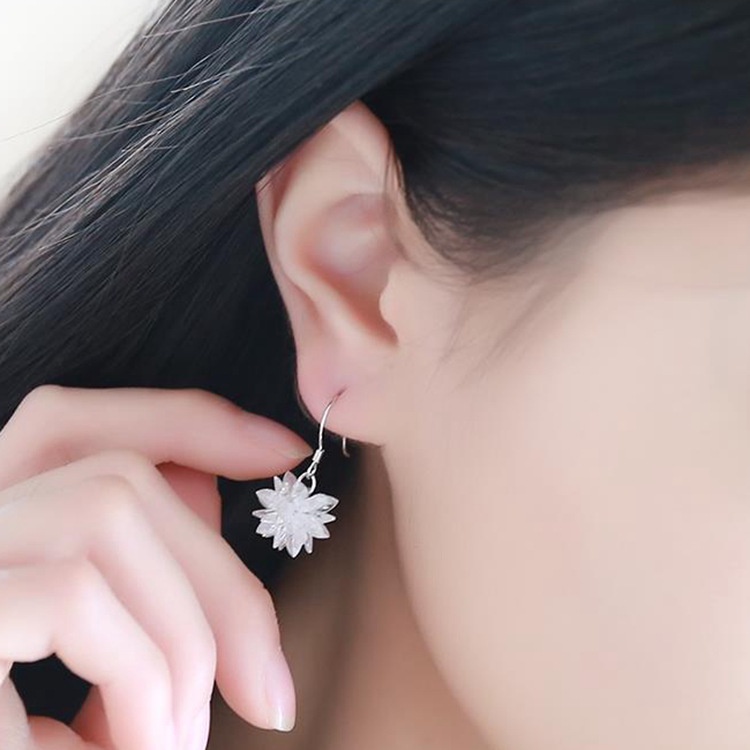 Super Flash zirkon bunga es anting-anting wanita pendek Korea serbaguna elegan anting-anting persona