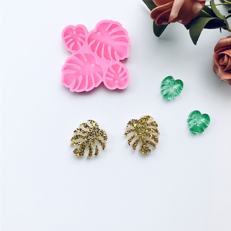 SIY  Monstera Leaves Ear Studs Silicone Mold is Suitable for Resin Epoxy Resin Diy Craft Pendant Earrings Jewelry Making