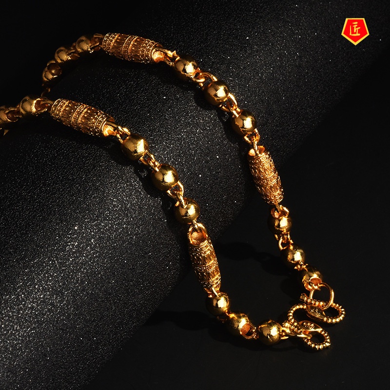 [Ready Stock]Lucky Beads Prayer Wheel Gold Necklace Special-Interest Design