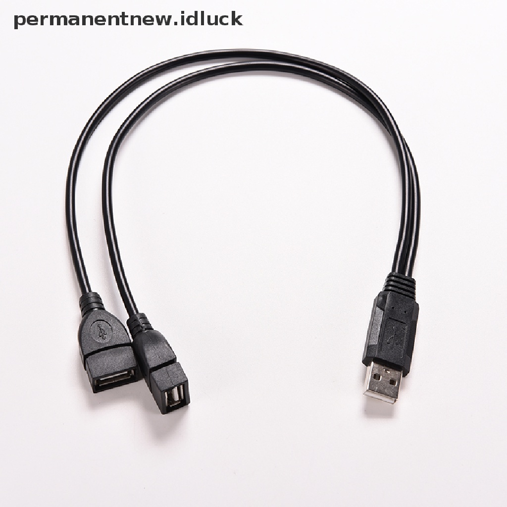 (luckypermanentnew) Kabel Adapter Splitter Y USB 2.0 Male Ke 2 Port Female Jack Power