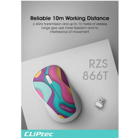 Mouse cliptec wireless 2.4ghz optical silent 1200dpi for pc laptop office gaming xilent trax rzs866t