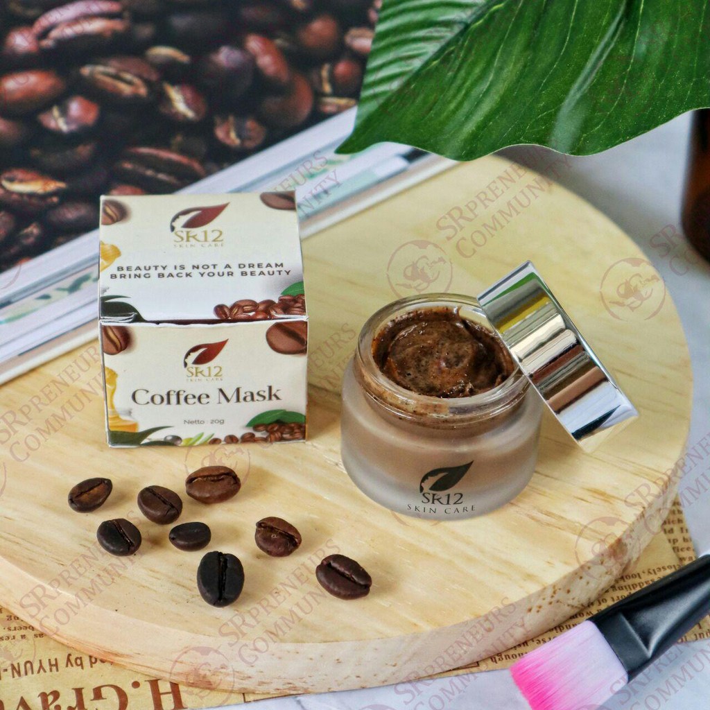 COFFEE MASK SR12 PEELING NATURAL / MASKER PEELING KOPI MENGATASI KOMEDO FLEK HITAM BEKAS JERAWAT