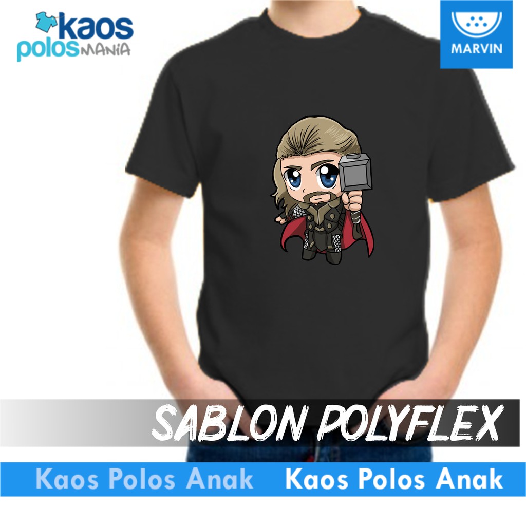 Kaos Anak Thor Chubby Marvel Sablon Polyflex pod print on demand satuan new states apparel