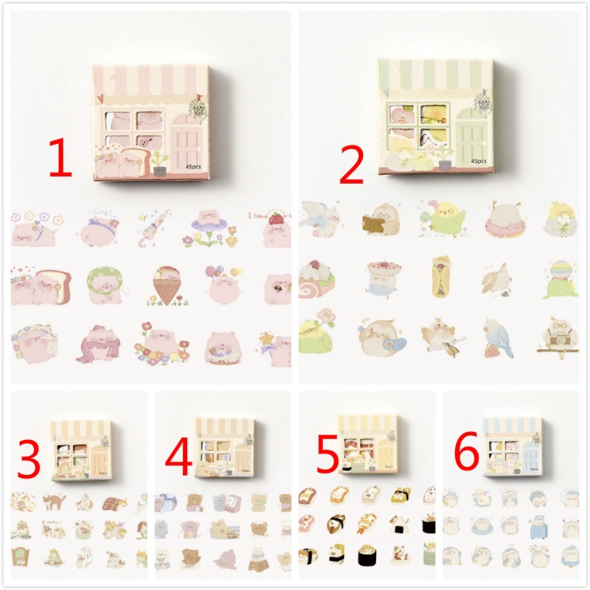 aaoottuuoo5.id Cod   45pcs/box Lovely Little House Boxed Decals Diary Notebook Decor DIY Stickers with 6 Patterns