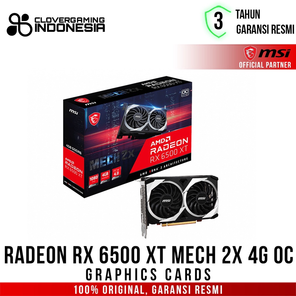 MSI Radeon RX 6500 XT MECH 2X 4G OC-VGA Card