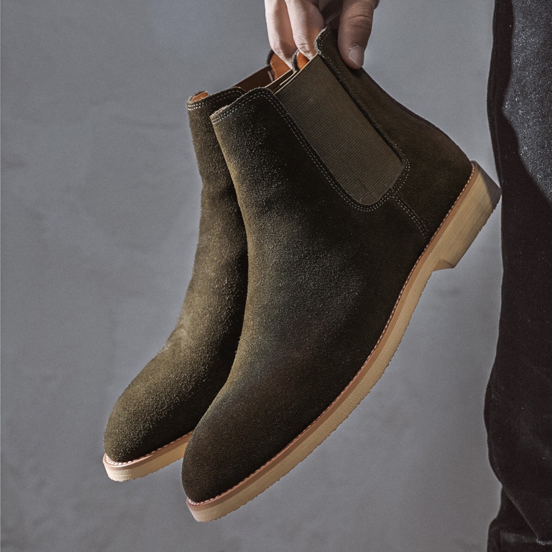 Sepatu Kulit Pria Premium Chelsea Boots Men's leather autumn winter men's boots Plush Martin boots f