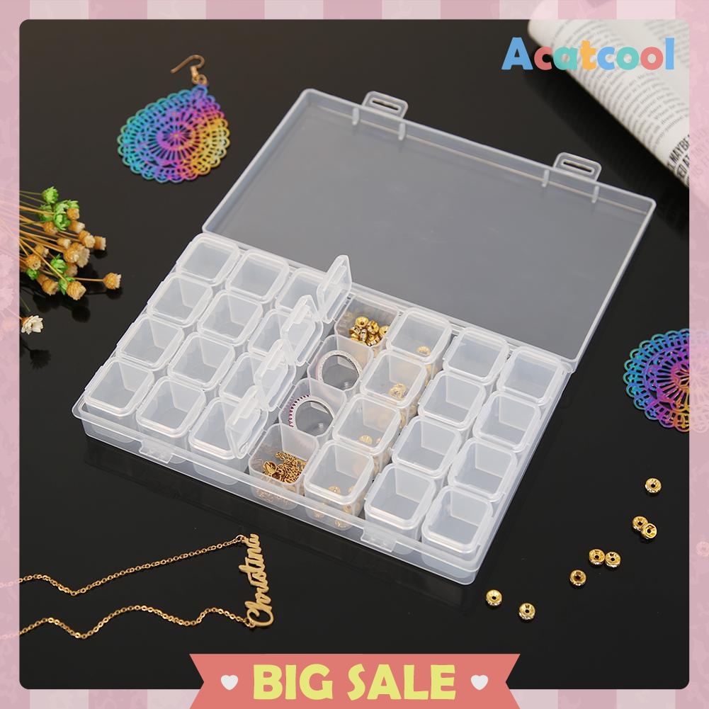 28 Lattices Transparent Container Diamond Painting Accessories Storage Box