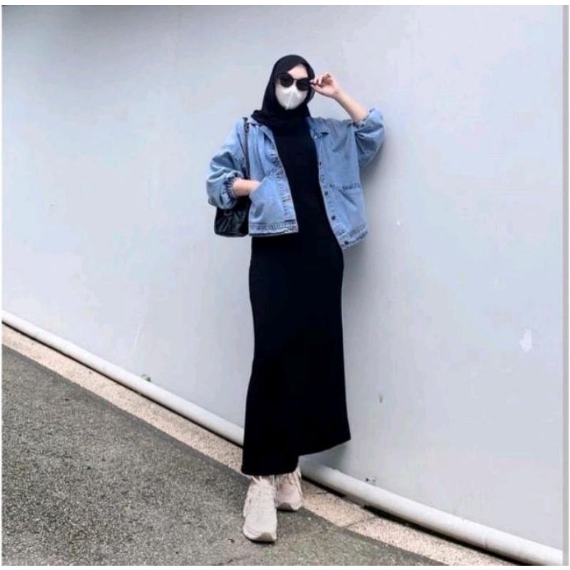 Baggy Vintages Jaket Jeans Wanita Oversize