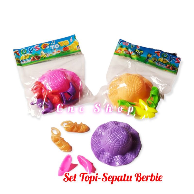 Mainan Asesoris Boneka Berbie Set Topi Sepatu Lucu Murah