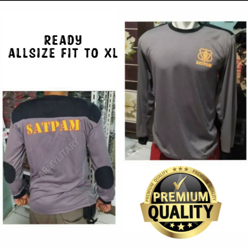 Ready Kaos Security  Coklat Deker Lengan Panjang Kaos SATPAM / Kaos Polos Pria Dinas Satpam Security