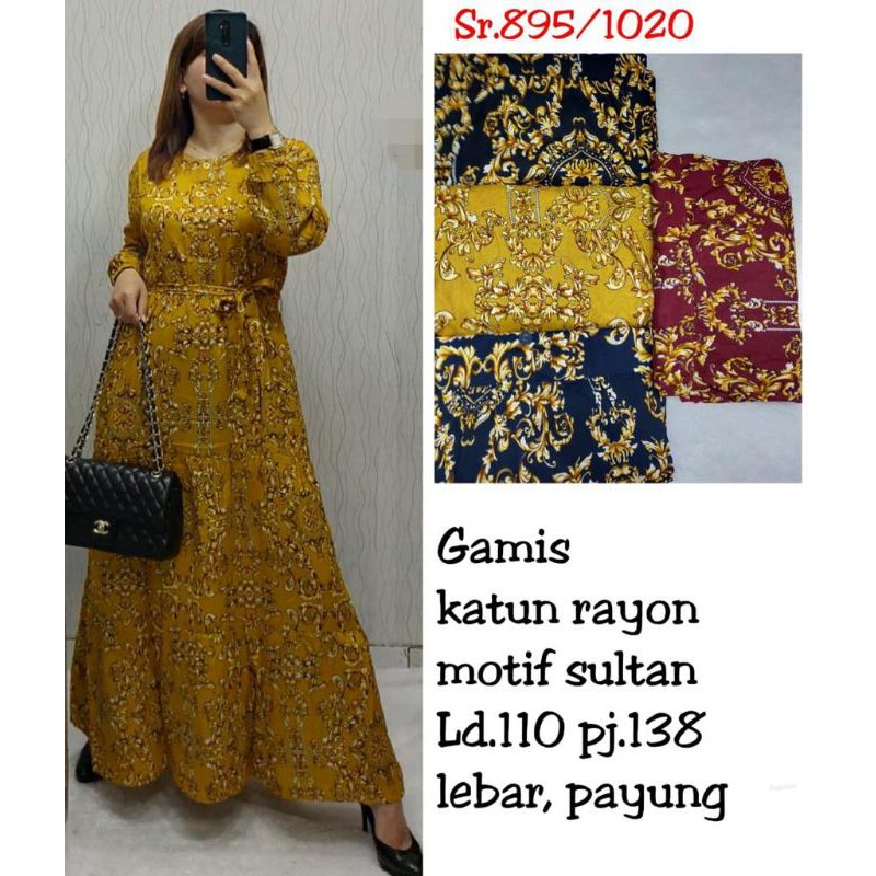Gamis katun rayon motif sultan