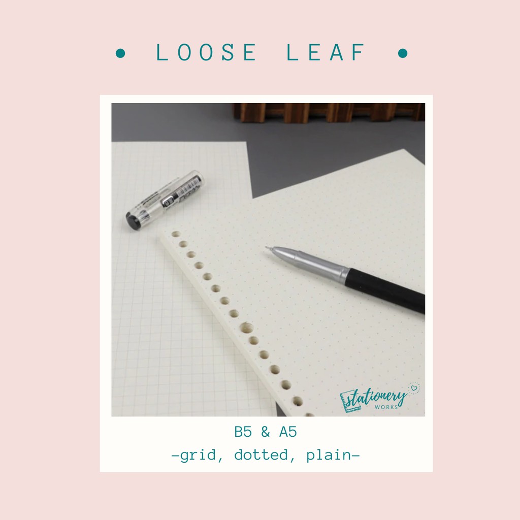 

Loose Leaf A4 B5 A5 - Grid Dotted Plain paper - Refill binder - notebook ring