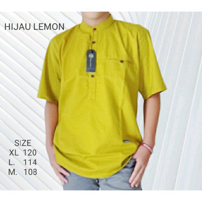 BEST KEMEJA KOKO HIJAU LEMON HANZAEN MODEREN DAN CASUAL