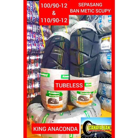 sepasang Ban Montor Matic tubeless scupy 100/90-12 dan 110/90-12 kingland king anaconda ban honda sc