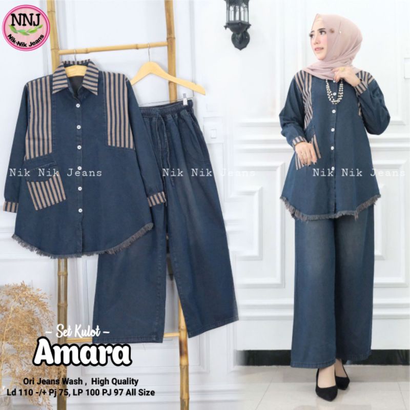 Setelan amara set kulot / one set jeans