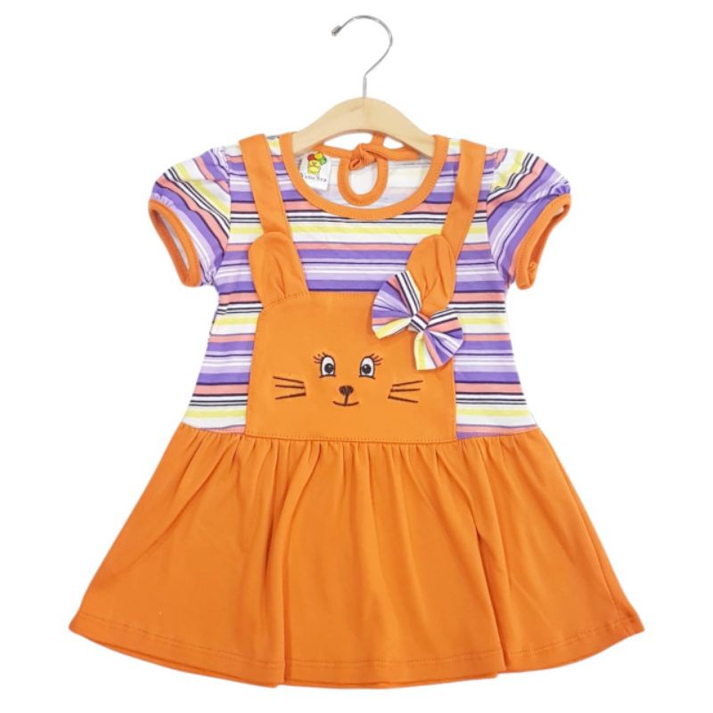 DRESS FASHION ANAK PEREMPUAN 1 TAHUN MOTIF CAT SALUR BORDIR