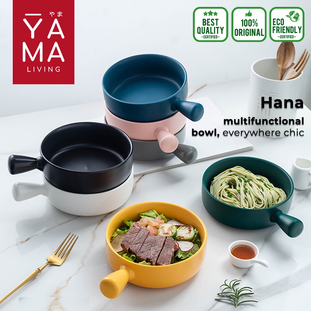 YAMA HANA Nordic Ceramic Bowl Mangkuk Bulat Piring Saji Keramik Porcelain Mangkok Soup Mie Salad