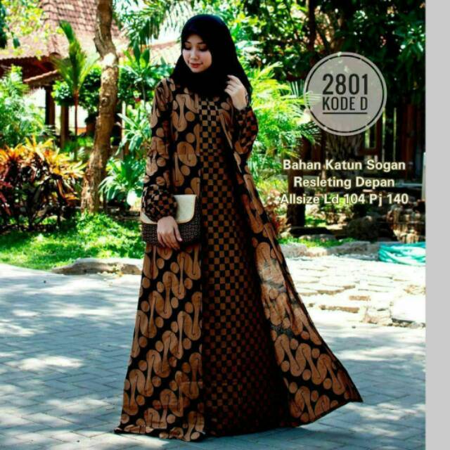 Gamis Cardi batik 003 batik Pekalongan model gamis terbaru 2020
