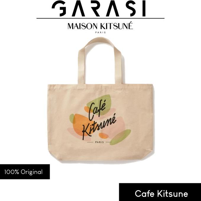 Maison Kitsune Cafe Kitsune Logo Tote Bag Original Olanandarg