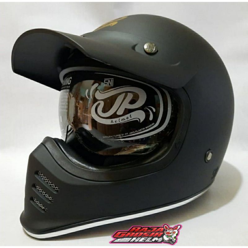 HELM RETRO JP SIGNATURE BLACK DOFF ORI HELM CAKIL FULL FACE JP SIGNATURE HITAM DOFF HELM KLASIK JP