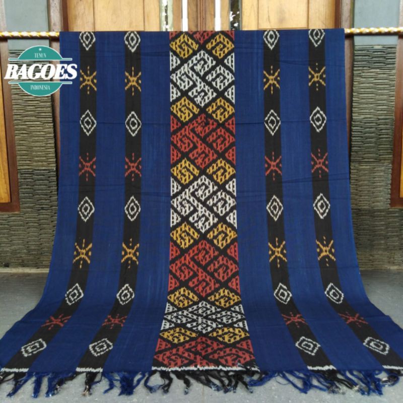 TBI Kain Tenun Blanket Troso Jepara Motif Lombok Warna Biru (Panjang 240cm, Lebar 120cm)