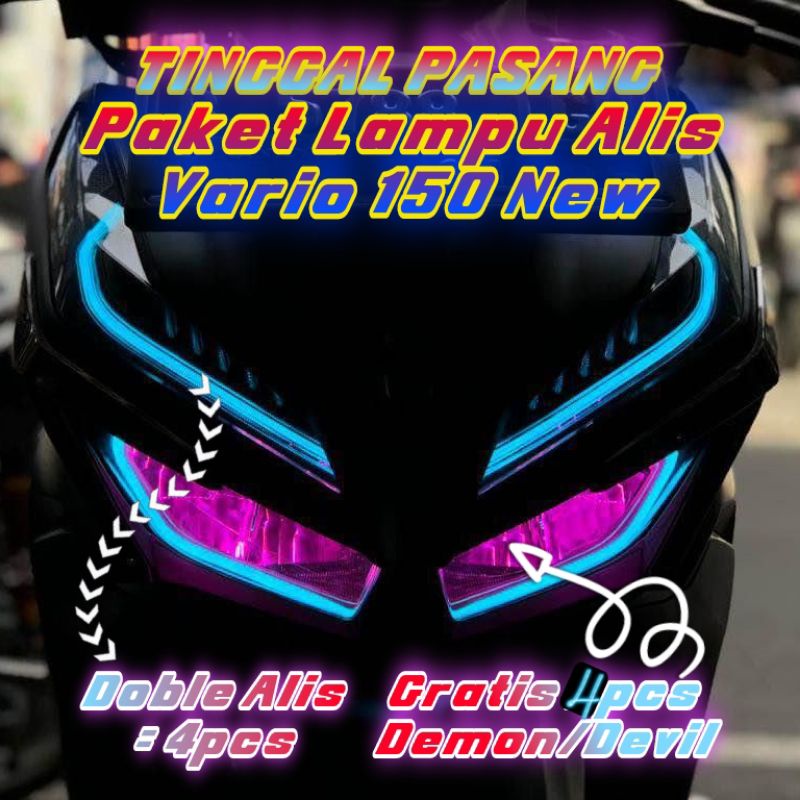 LAMPU ALIS VARIO / PAKET 1 SET DOBLE ALIS VARIO / NEW OLD 125 150 BONUS DEMON / DEVIL EYE / LED / VA