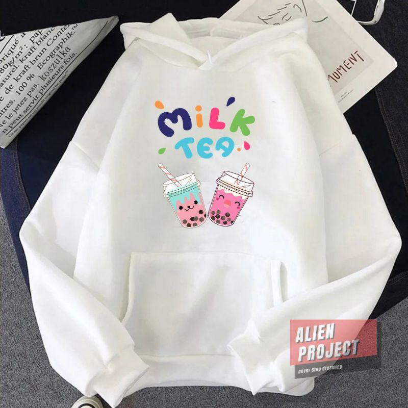 Alien Project Hoodie milk tea Hoodie cewek hoodie wanita hoodie perempuan