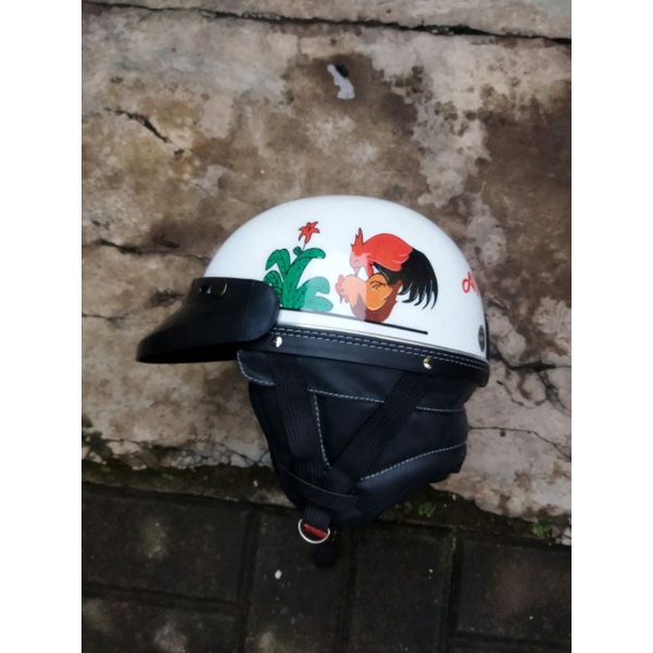 HELM CHIPS RETRO AYAM JAGO (CARGLOS, NIK, KYT, AGV, BOGO)