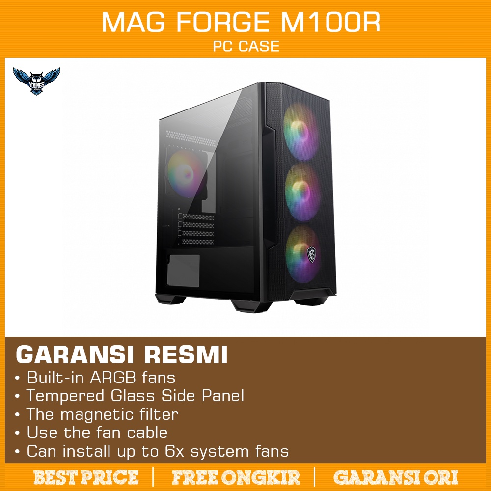 MSI MAG FORGE M100R | Mid Tower mATX PC Case with Tempered Side Panel