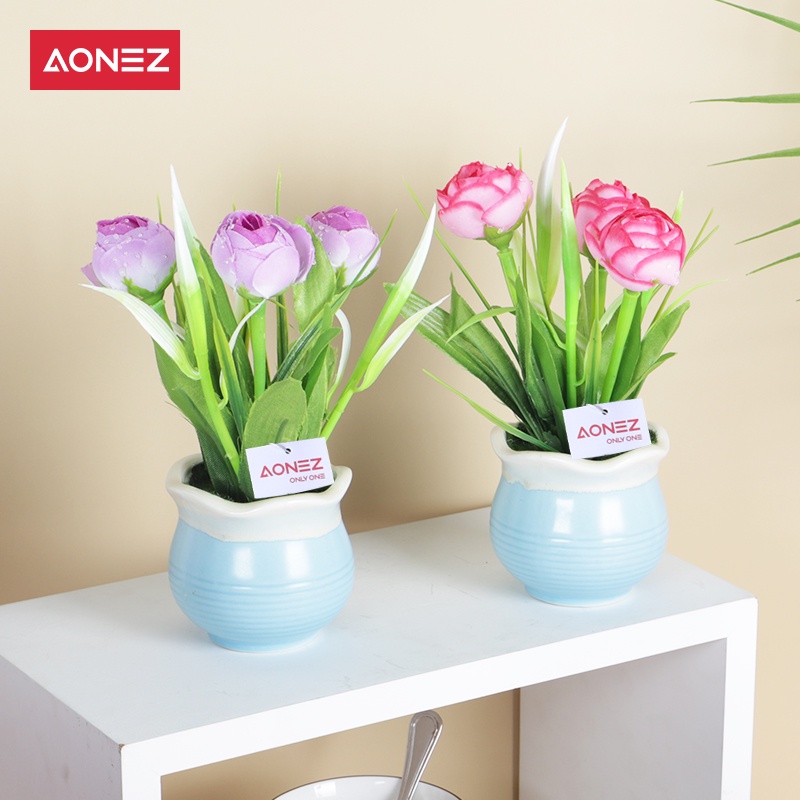 Aonez bunga hias bunga artificial murahbunga mini hiasan tanaman kaktus hias dengan pot-8
