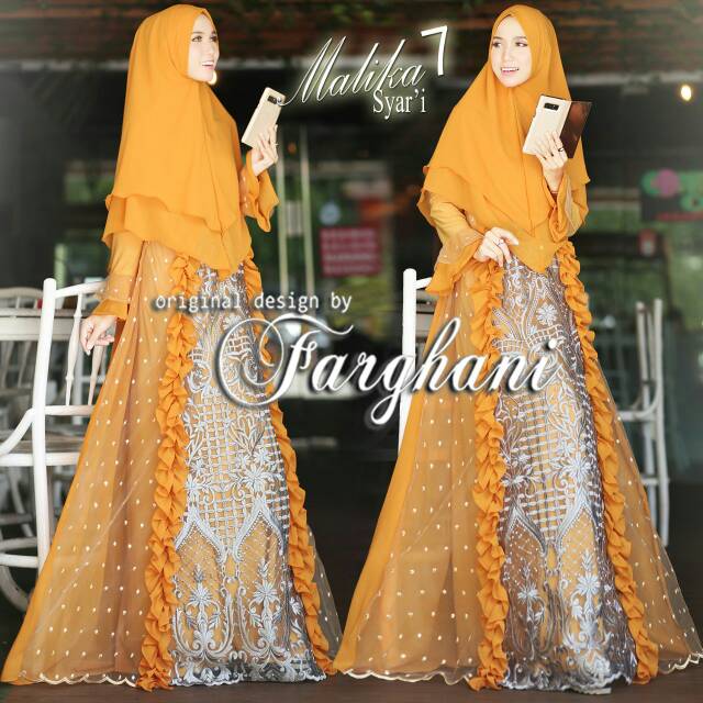 Gamis Syari Brokat Tulle Malika 7 Original by Farghani READY