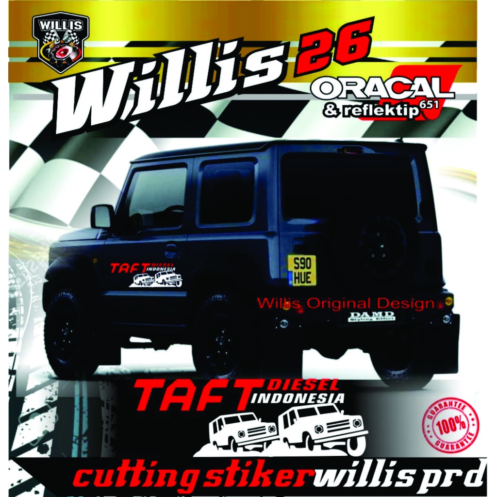 Grosir sticker stiker cutting kaca mobil TAFT DIESEL INDONESIA 30 cm A2