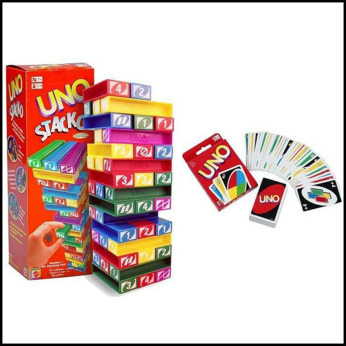 Suplier Paket Uno Stacko Kartu Card Mainan Susun Balok Block Seru