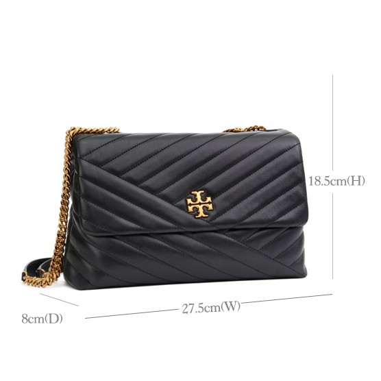 Tory Burch Kira Chevron Convertible Shoulder Bag - Black /TB Slingbag Tb Tas Tas Bahu /Sheepskin bag