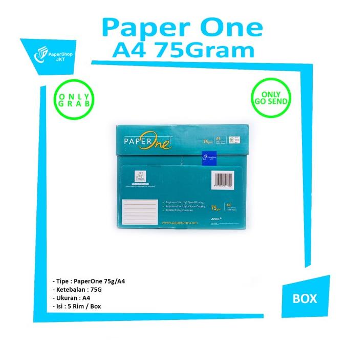 

KHUSUS - [ INSTANT & SAMEDAY ] - Paper One A4 - 75Gr - 1 BOX = 5 RIM Star Seller Termurah