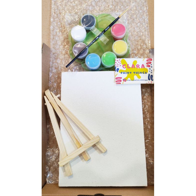 

[DIY] painting kit kanvas set with easel paket mewarnai melukis terlengkap termurah