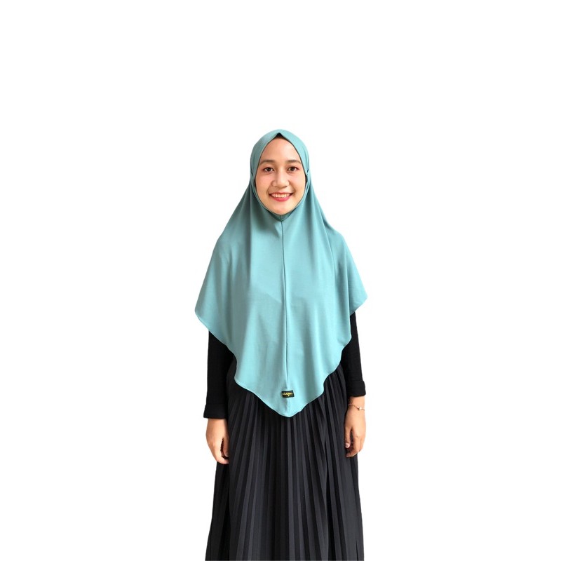 bergo Jersey tali Hana / hijab instant / kerudung bergo / hijab daily-Sea green