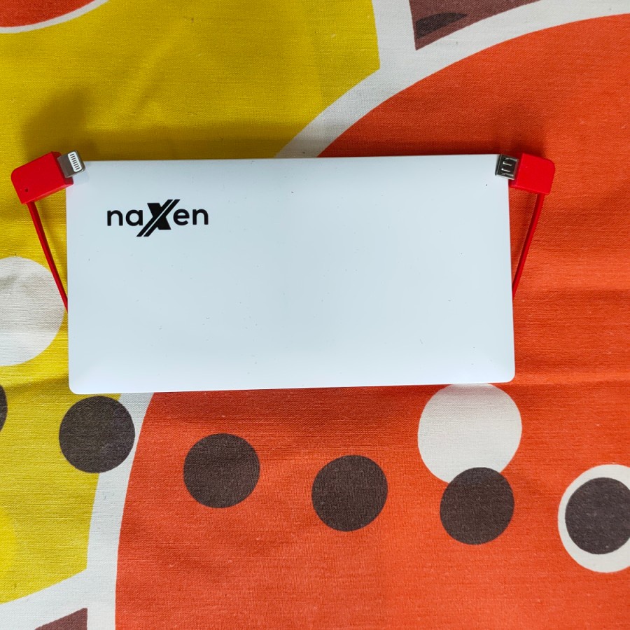 Naxen slim power bank real capacity 10000 mah 2 usb port with - Putih