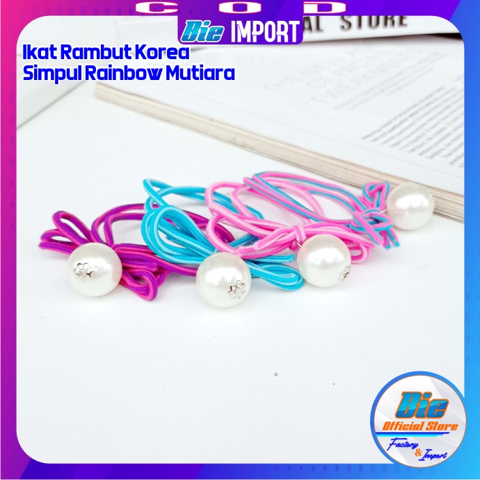 Ikat Rambut Korea Tali Simpul Rainbow Perl Impor Best Seller