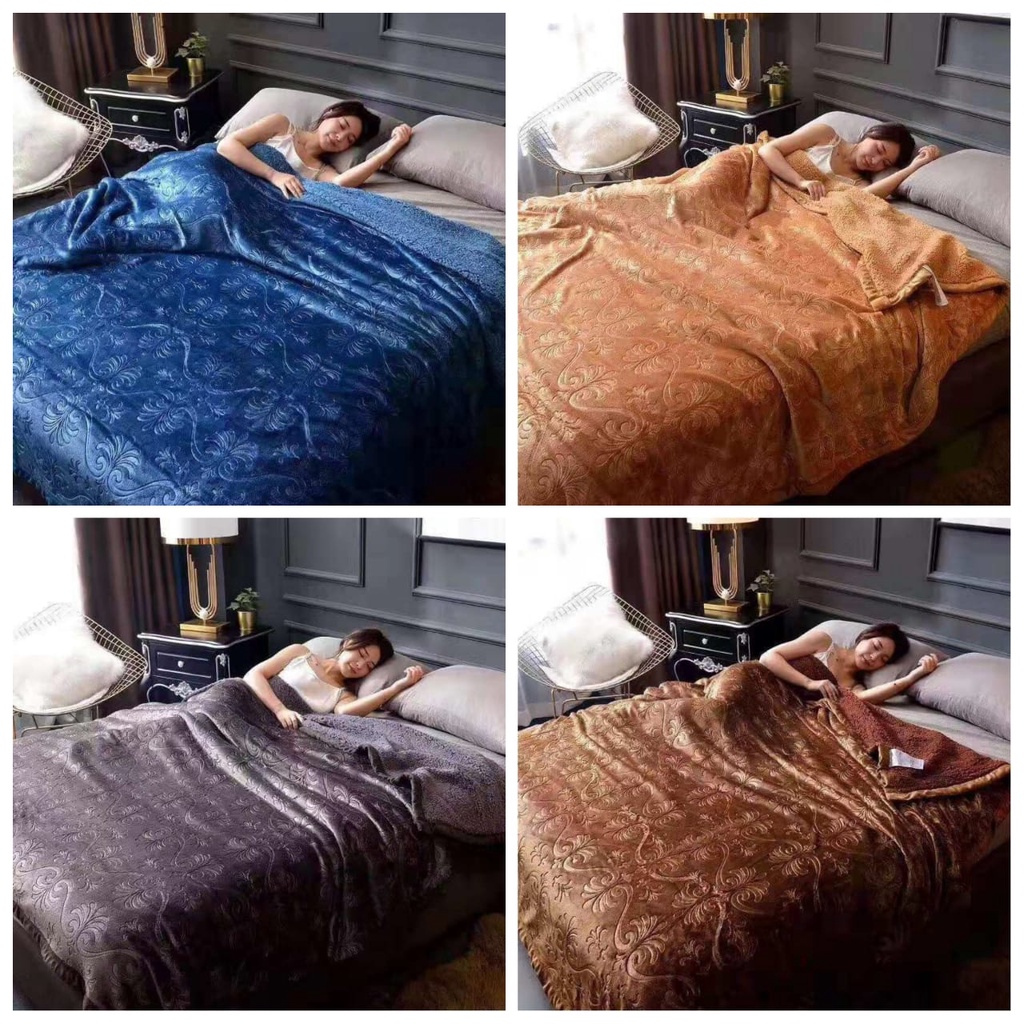Selimut Bulu Domba Halus Dua Sisi Emboss Aesthetic Terlaris Uk 180X200 &amp; 150X200 Premium Quality +Free Tas