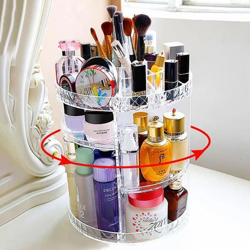 RAK KOSMETIK PUTAR - RAK ORGANIZER ACRYLIC TRANSPARANT 360 Derajat JN820